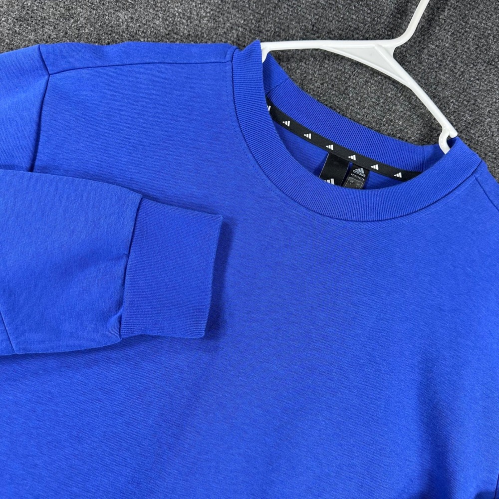 Adidas Sweatshirt Mens‎ L Large Blue Primegreen 3-Stripe Crewneck Active HB1421